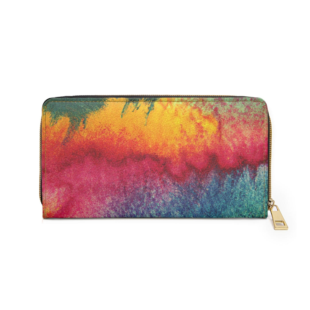 Multicolor Watercolor Abstract Print Womens Zipper Wallet Clutch Purse - Bags