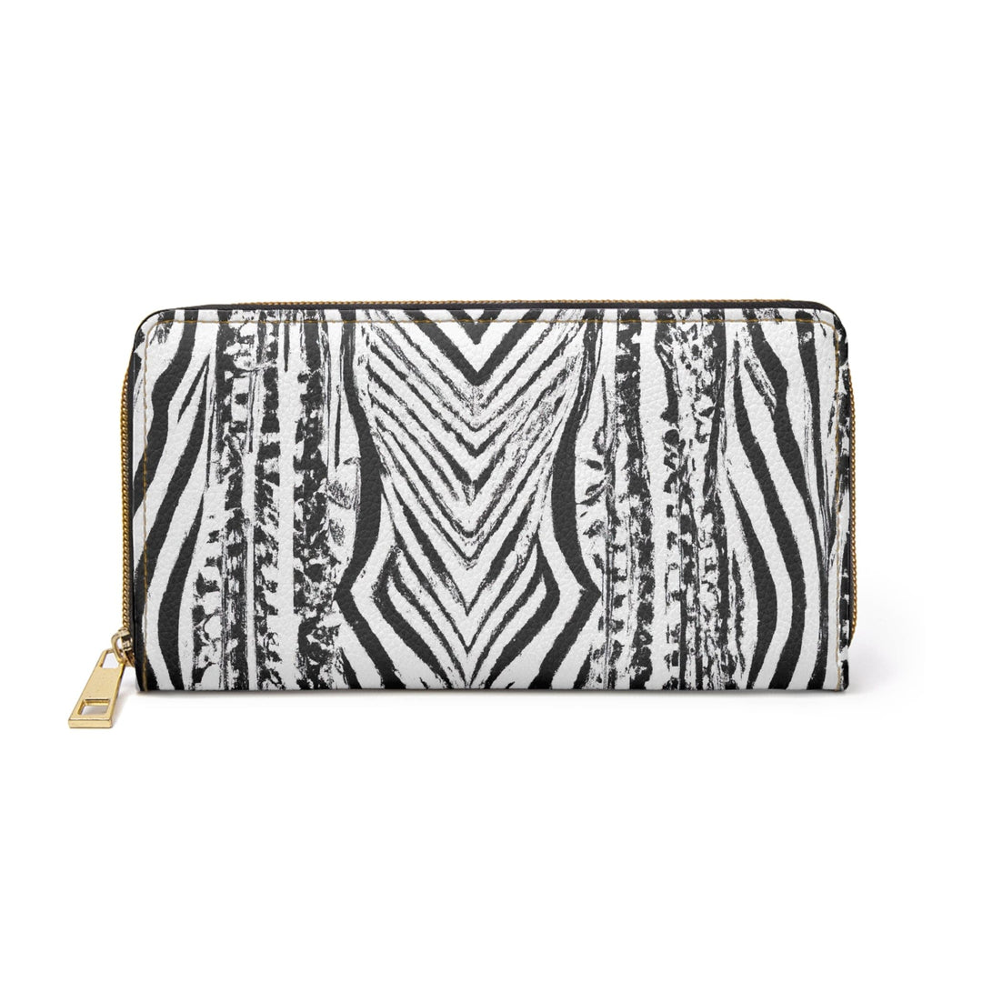 Native Black and White Abstract Pattern Womens Zipper Wallet Clutch Purse