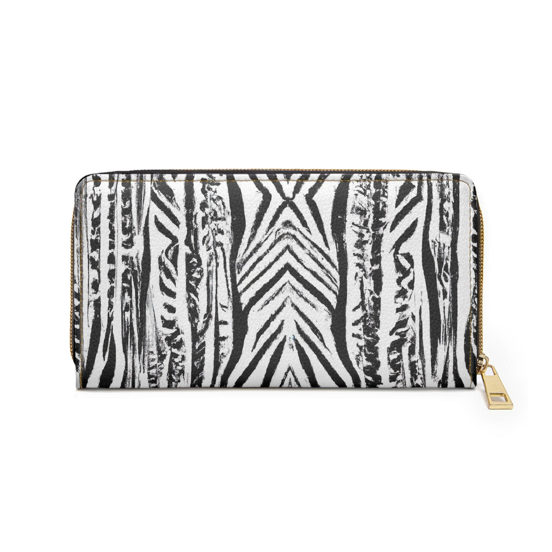 Native Black and White Abstract Pattern Womens Zipper Wallet Clutch Purse