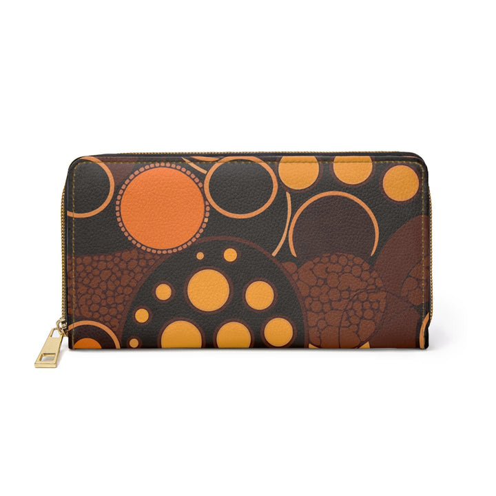 Orange and Brown Spotted Illustration Womens Zipper Wallet Clutch Purse - Bags