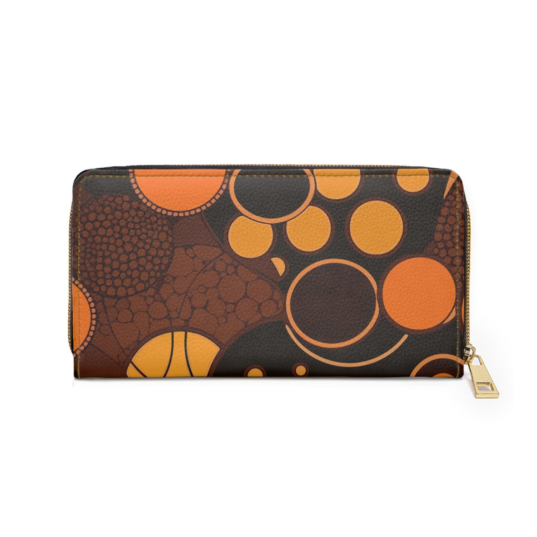 Orange and Brown Spotted Illustration Womens Zipper Wallet Clutch Purse - Bags