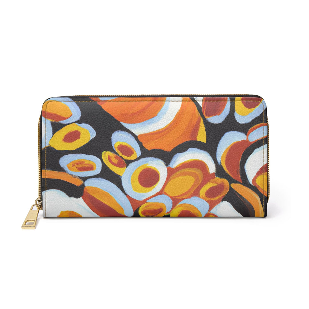 Orange Black White Geometric Print Pattern Womens Zipper Wallet Clutch Purse