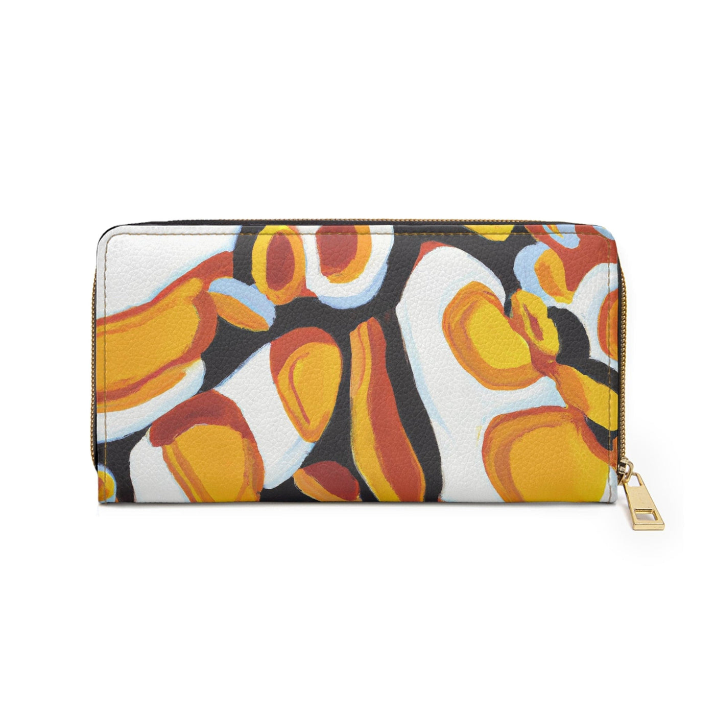 Orange Black White Geometric Print Pattern Womens Zipper Wallet Clutch Purse