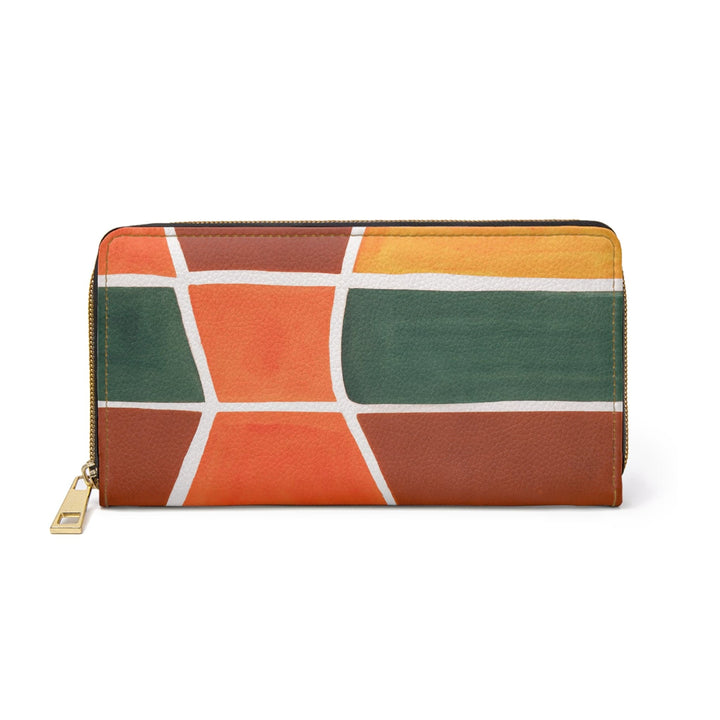 Orange Green Yellow Boho Pattern Womens Zipper Wallet Clutch Purse - Bags