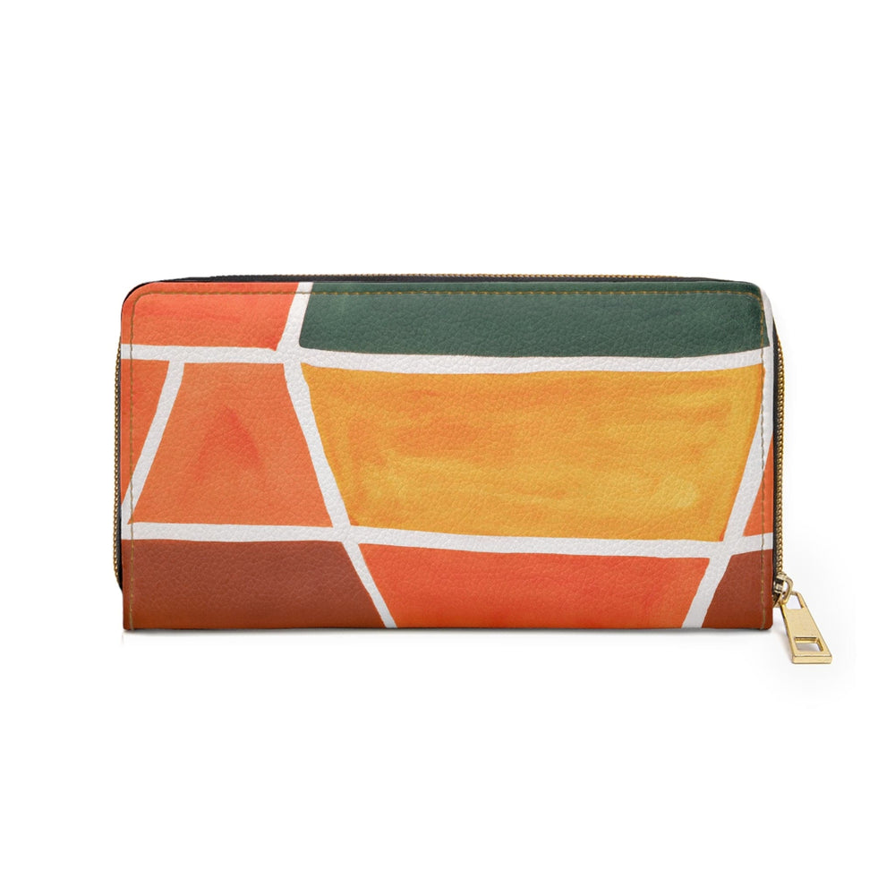 Orange Green Yellow Boho Pattern Womens Zipper Wallet Clutch Purse - Bags