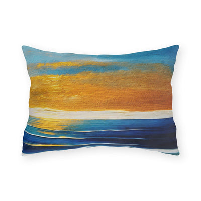 Outdoor Throw Pillow Blue Ocean Golden Sunset - Home Decor