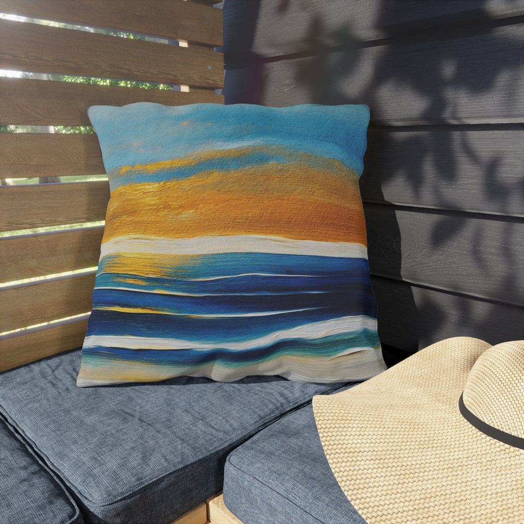 Decorative Indoor/outdoor Pillow Blue Ocean Golden Sunset - Decorative | Throw