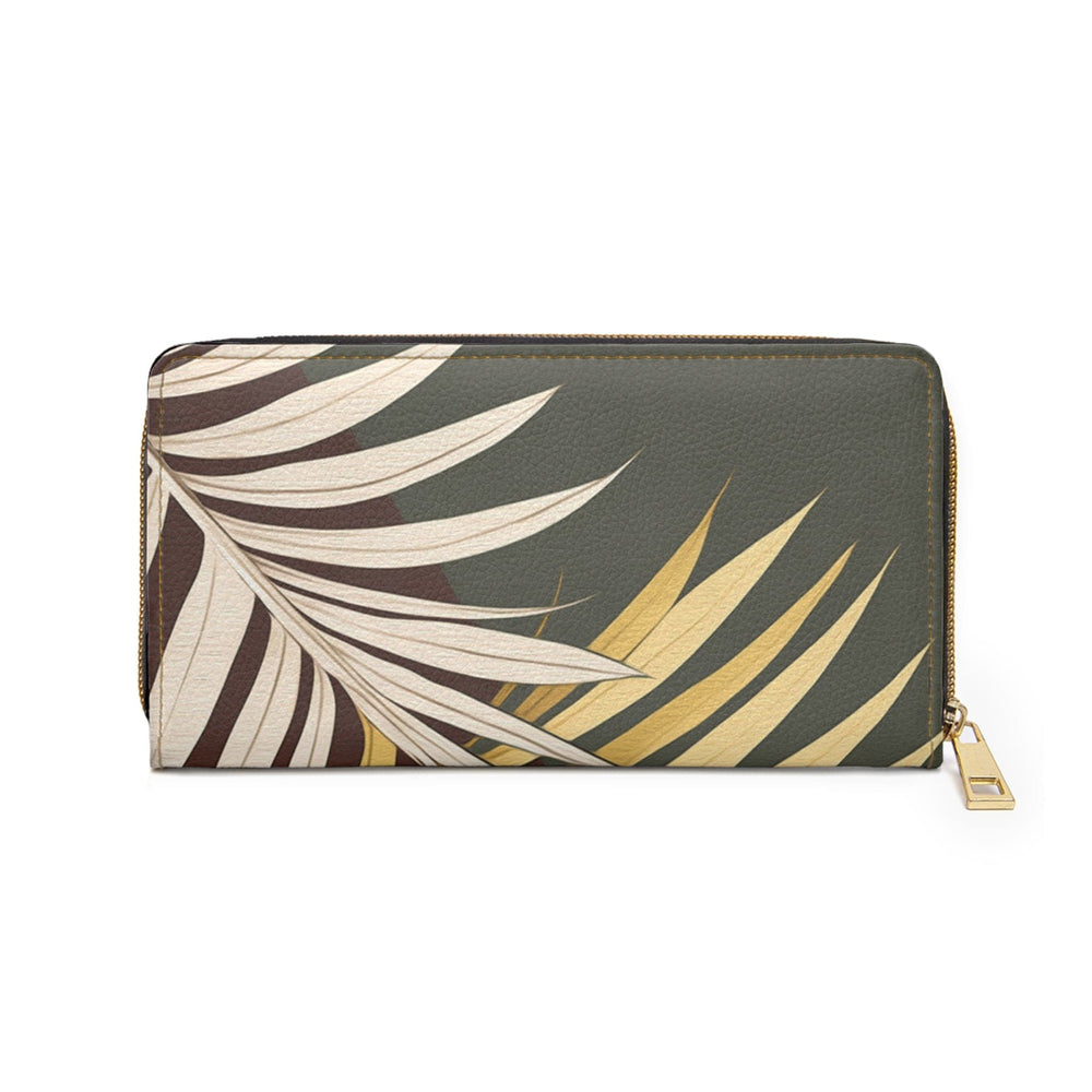 Palm Tree Leaves Yellow and Green Illustration Womens Zipper Wallet Clutch