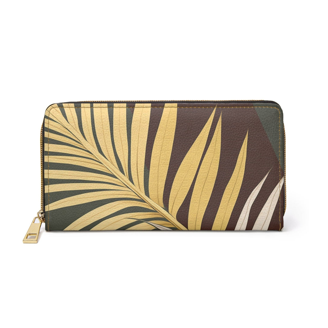 Palm Tree Leaves Yellow and Green Illustration Womens Zipper Wallet Clutch