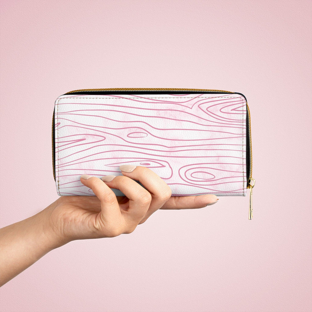 Pink Line Art Sketch Print Womens Zipper Wallet Clutch Purse - Bags | Zipper