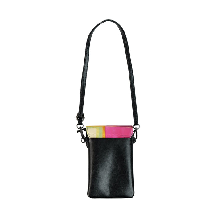 Pink Mauve Red Geometric Pattern Crossbody Cell Phone Wallet Purse