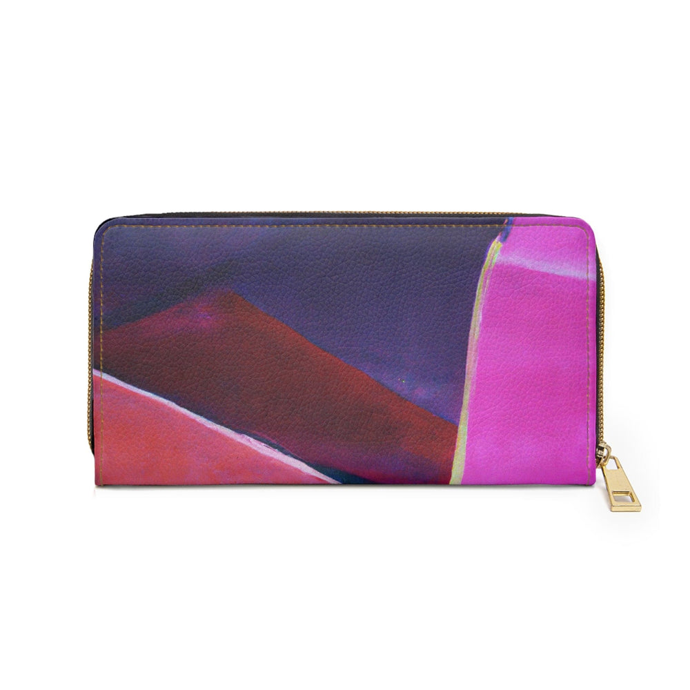 Pink Purple Red Geometric Pattern Womens Zipper Wallet Clutch Purse - Bags