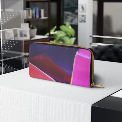 Pink Purple Red Geometric Pattern Womens Zipper Wallet Clutch Purse - Bags
