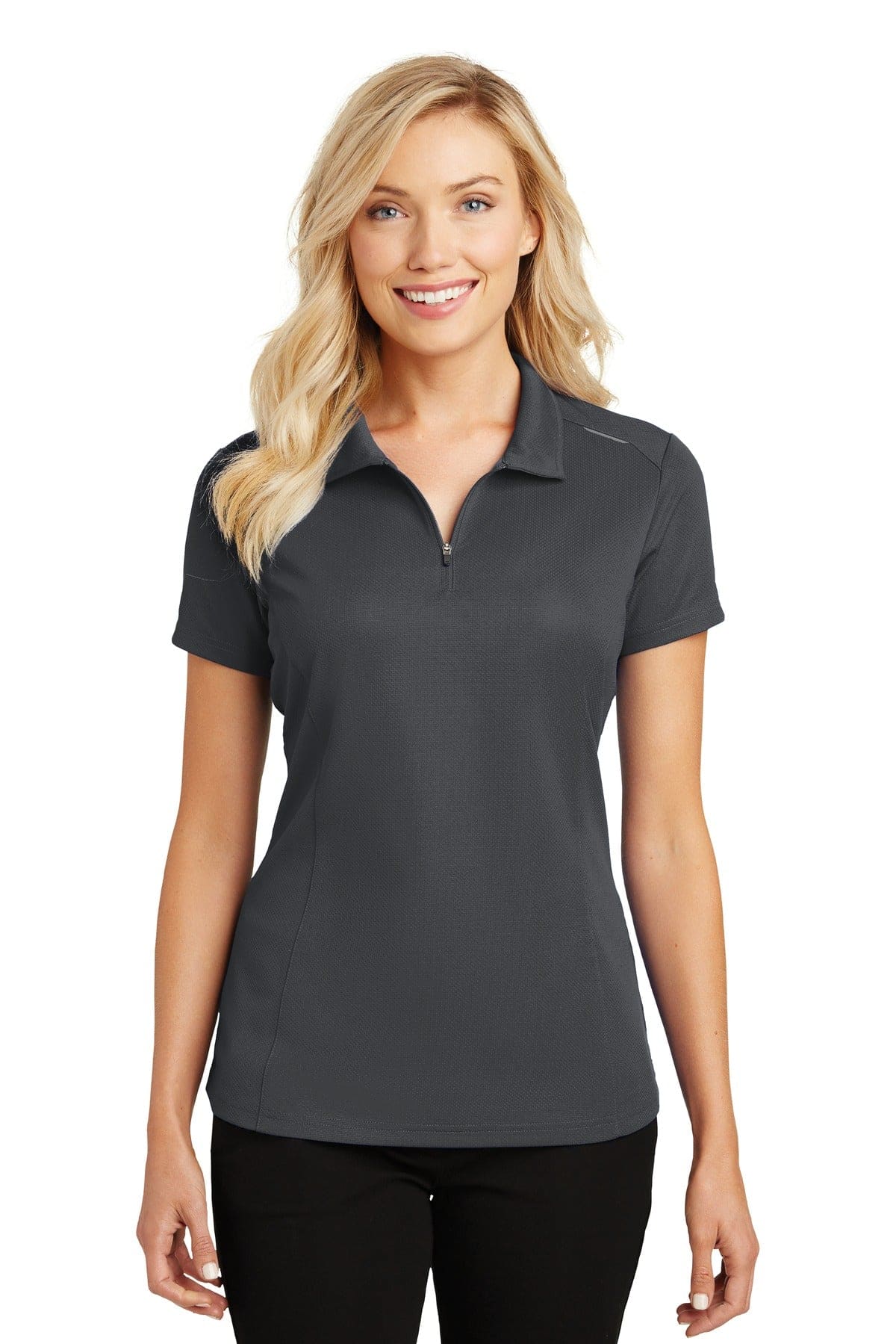 Port Authority Ladies Pinpoint Mesh Zip Polo. L580 - Activewear Womens