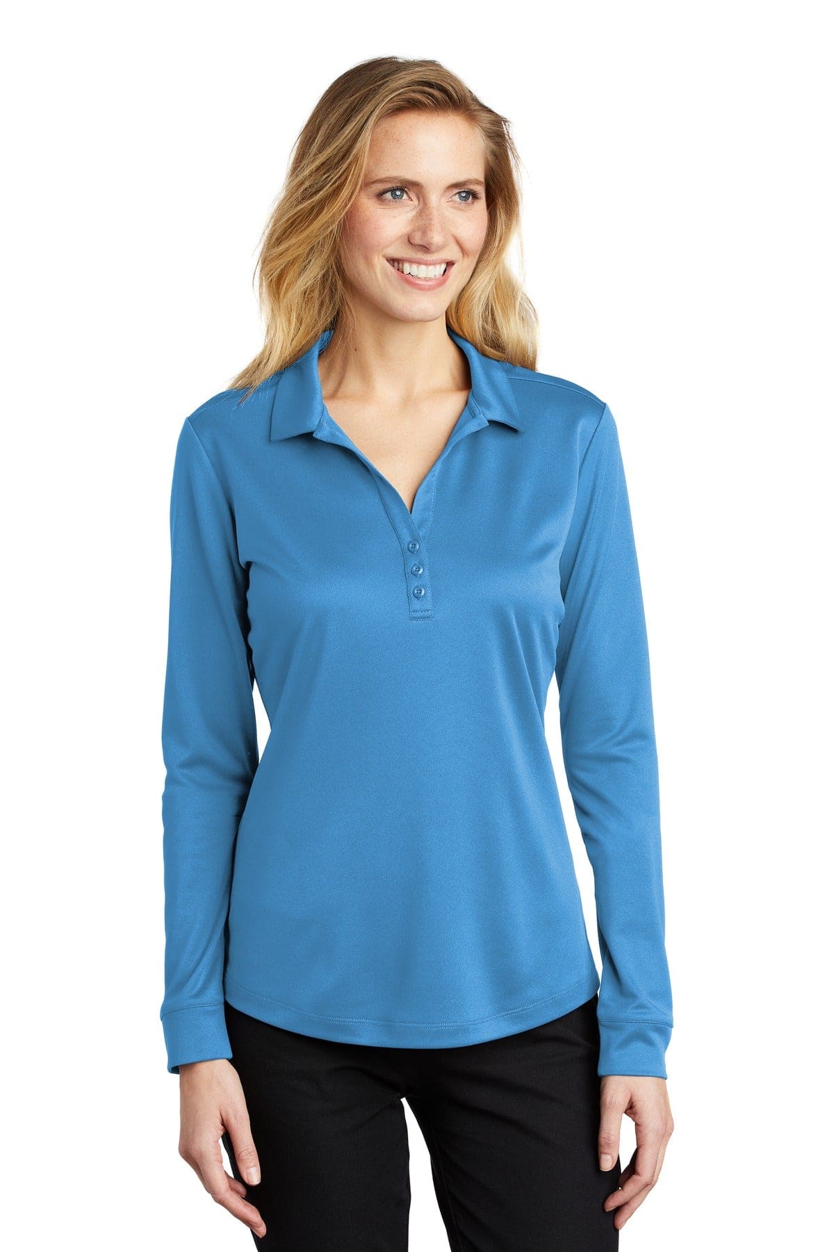 Port Authority Ladies Silk Touch ’ Performance Long Sleeve Polo. L540ls