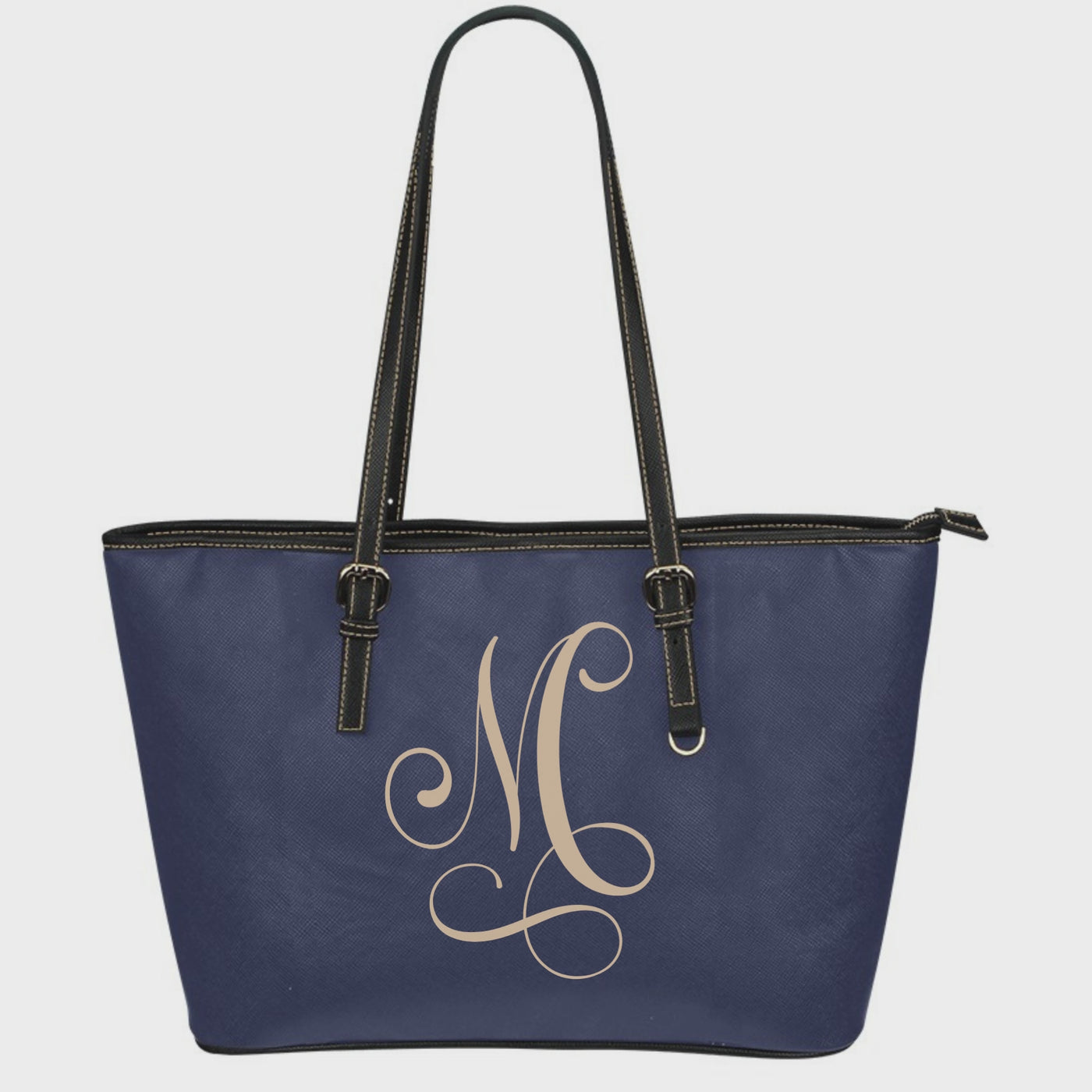 Custom PU Leather Tote Bag,  add Initial Monogram or Design Image for Print