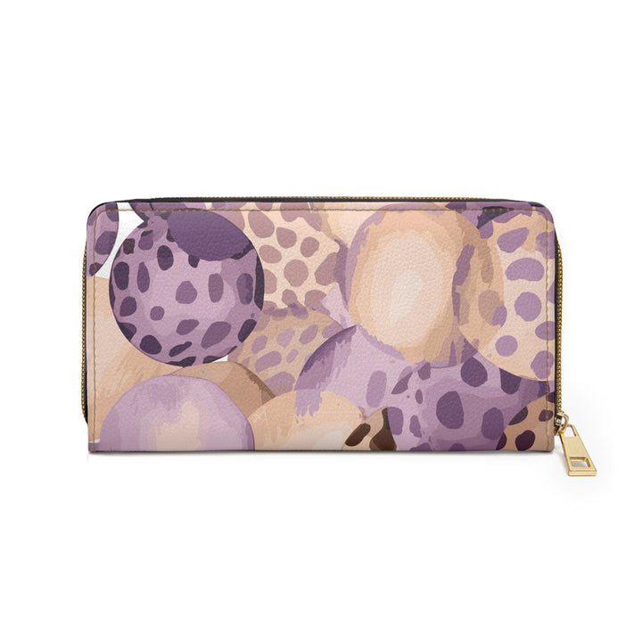 Purple Lavender and Brown Spotted Illustration Womens Zipper Wallet Clutch