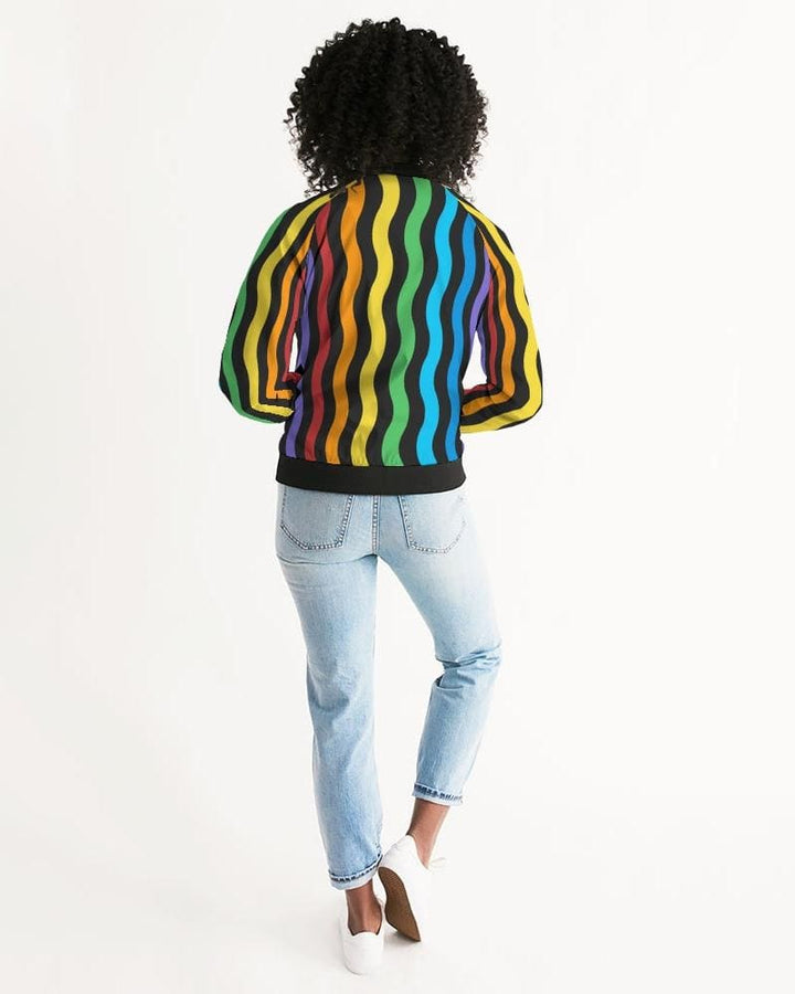 Rainbow Stripe Style Womens Bomber Jacket - Womens | Jackets | Bombers