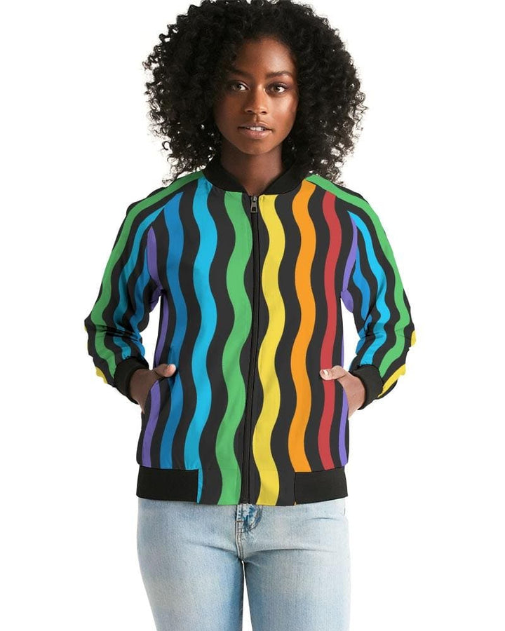 Rainbow Stripe Style Womens Bomber Jacket - Womens | Jackets | Bombers