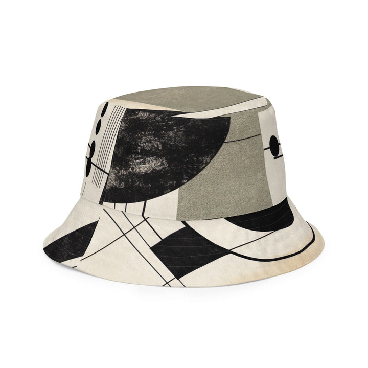 Reversible Bucket Hat Abstract Black Beige Brown Geometric Shapes - Unisex