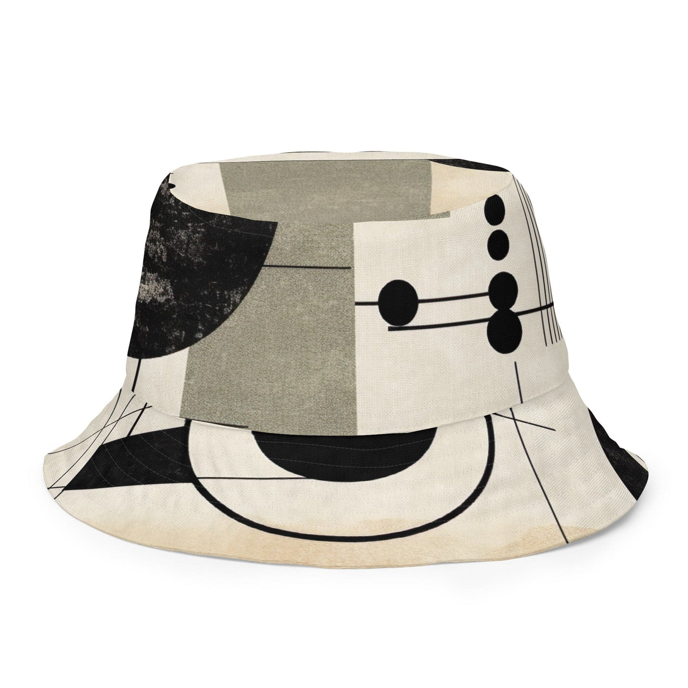 Reversible Bucket Hat Abstract Black Beige Brown Geometric Shapes - Unisex