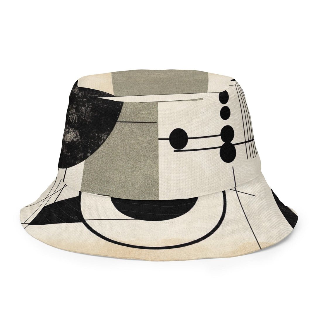 Reversible Bucket Hat Abstract Black Beige Brown Geometric Shapes - Unisex