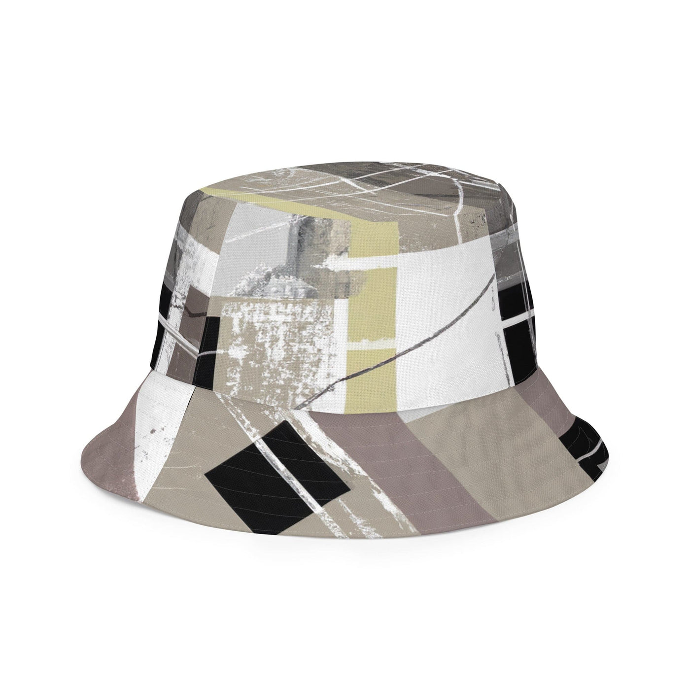 Reversible Bucket Hat Abstract Brown Geometric Shapes - Unisex / Bucket Hats