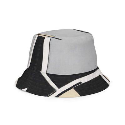 Reversible Bucket Hat Black Grey Abstract Pattern - Unisex / Bucket Hats