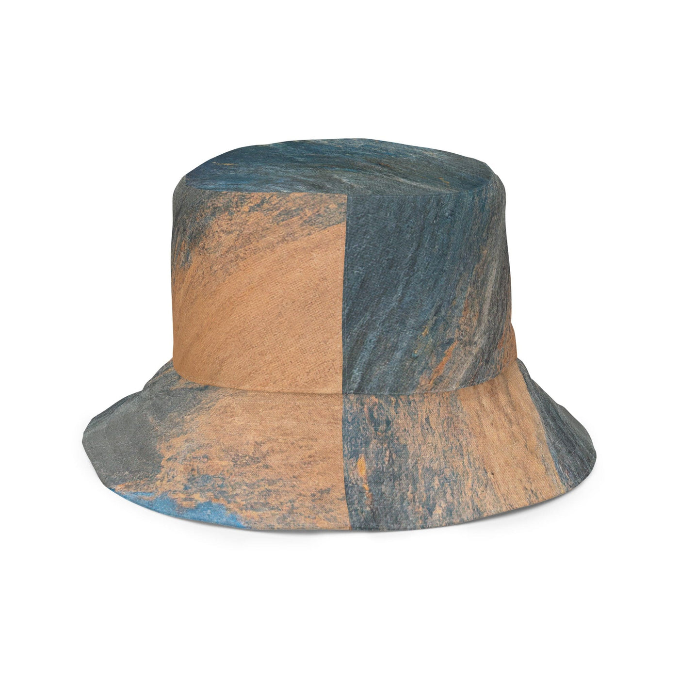 Reversible Bucket Hat Blue Orange Abstract Pattern - Unisex / Bucket Hats