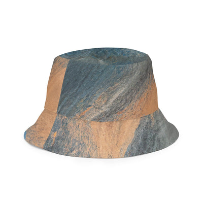 Reversible Bucket Hat Blue Orange Abstract Pattern - Unisex / Bucket Hats