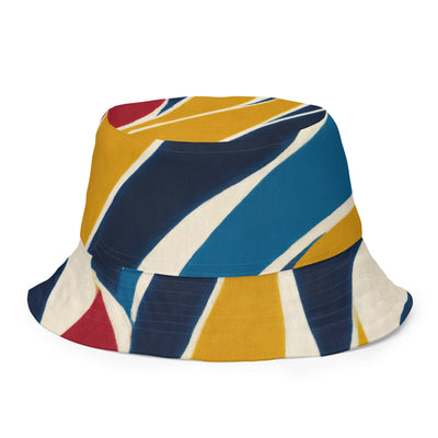 Reversible Bucket Hat Abstract Multicolor Swirl Line Pattern 78386