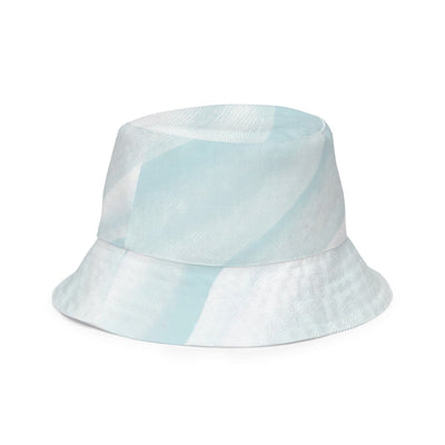 Reversible Bucket Hat Abstract Sky Blue Swirl Pattern 6390