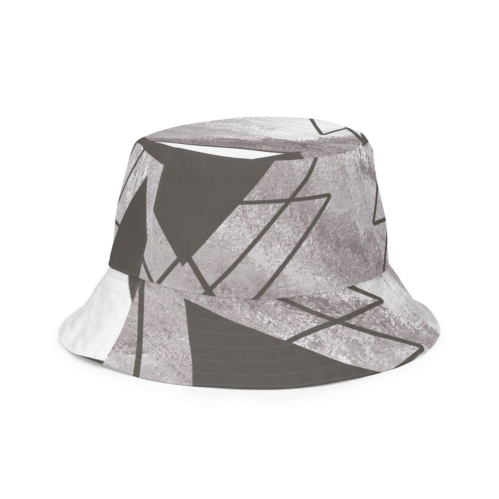 Reversible Bucket Hat Ash Grey and White Triangular Colorblock - Unisex