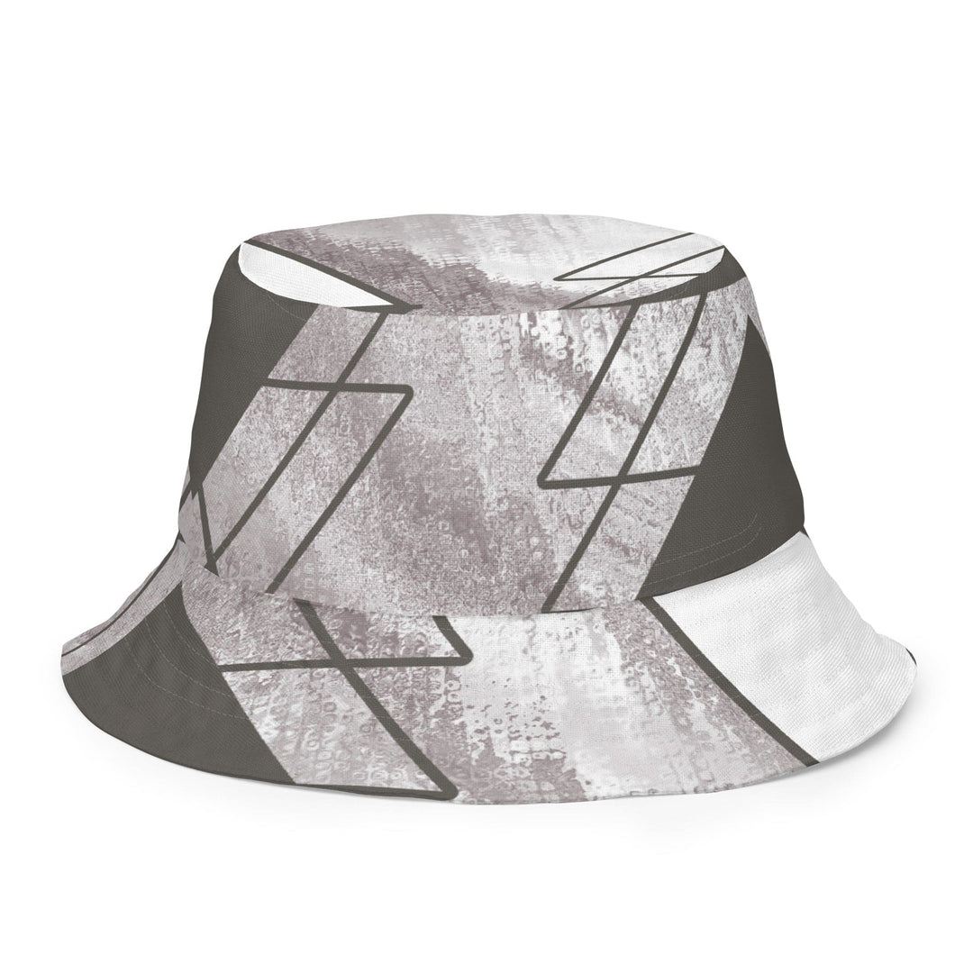 Reversible Bucket Hat Ash Grey and White Triangular Colorblock - Unisex