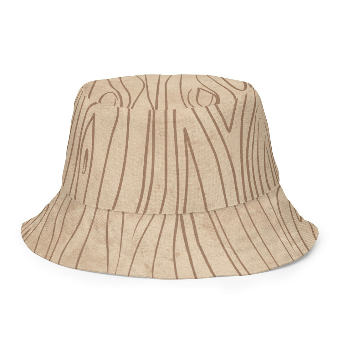 Reversible Bucket Hat Beige Brown Tree Sketch Lines - Unisex | Bucket Hats