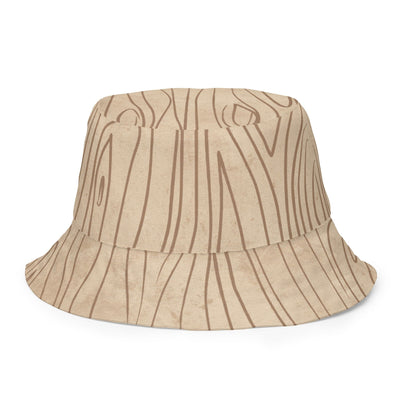 Reversible Bucket Hat Beige And Brown Tree Sketch Line Art - Unisex / Bucket