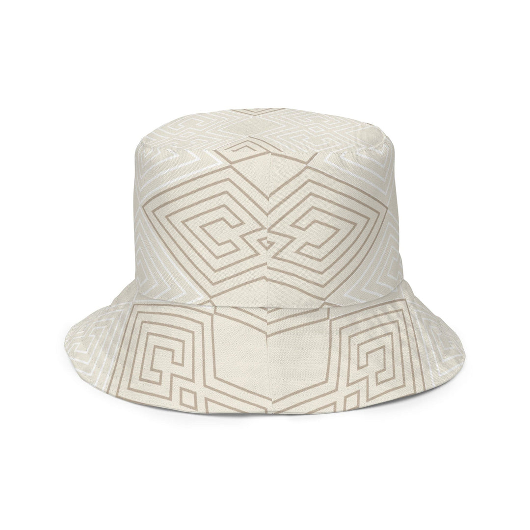 Reversible Bucket Hat Beige Brown Aztec Geometric Lines - Unisex | Bucket Hats