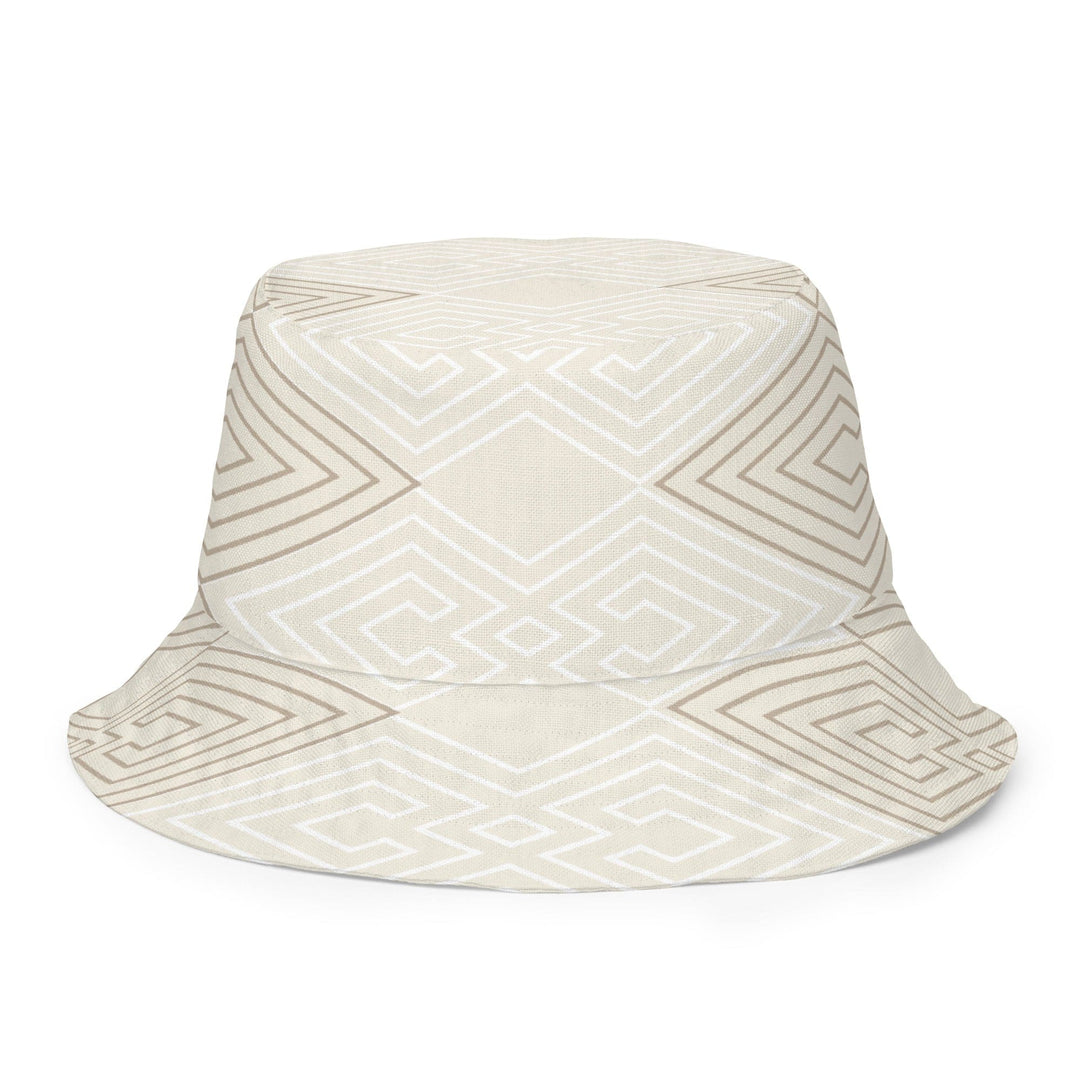 Reversible Bucket Hat Beige Brown Aztec Geometric Lines - Unisex | Bucket Hats