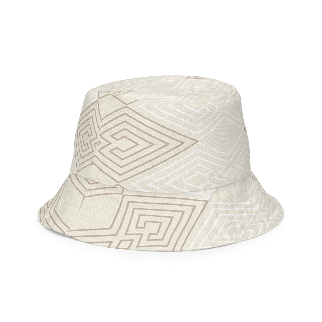 Reversible Bucket Hat Beige Brown Aztec Geometric Lines - Unisex | Bucket Hats