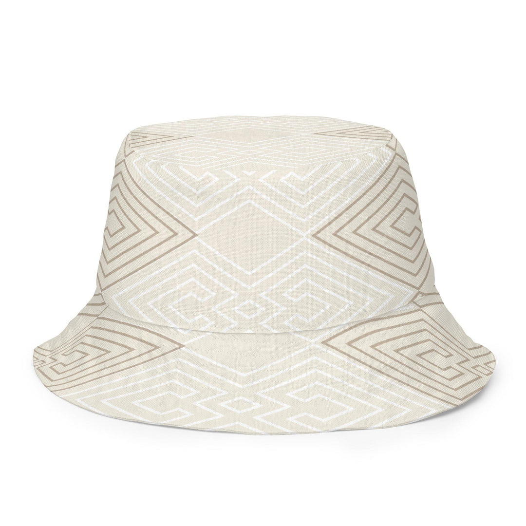 Reversible Bucket Hat Beige Brown Aztec Geometric Lines - Unisex | Bucket Hats