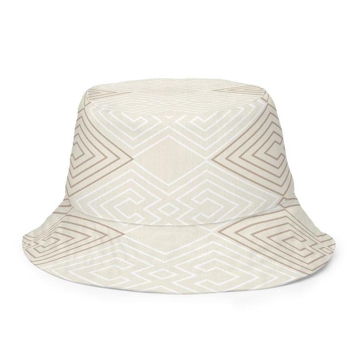 Reversible Bucket Hat Beige Brown Aztec Geometric Lines - Unisex | Bucket Hats