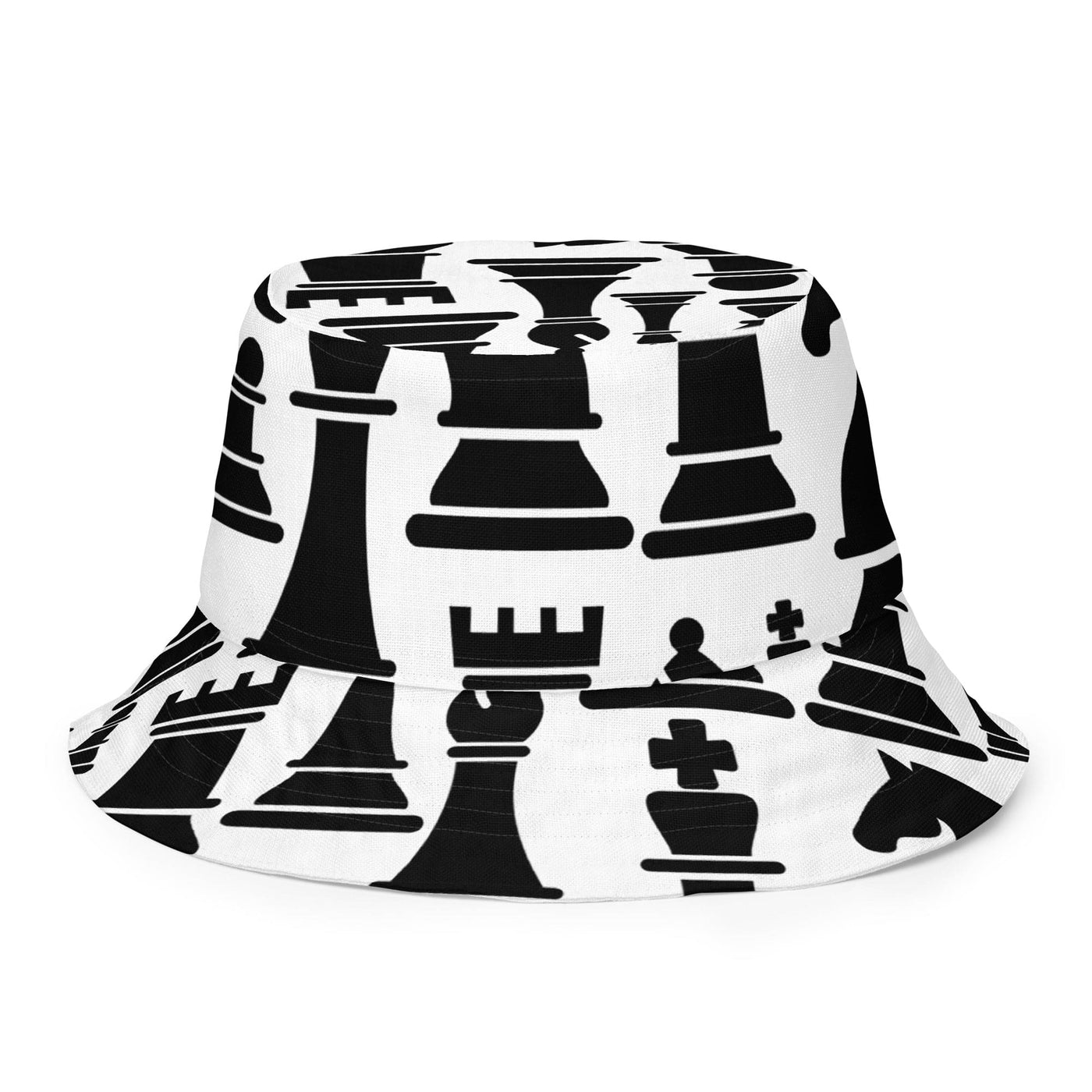 Reversible Bucket Hat Black And White Chess Print - Unisex / Bucket Hats