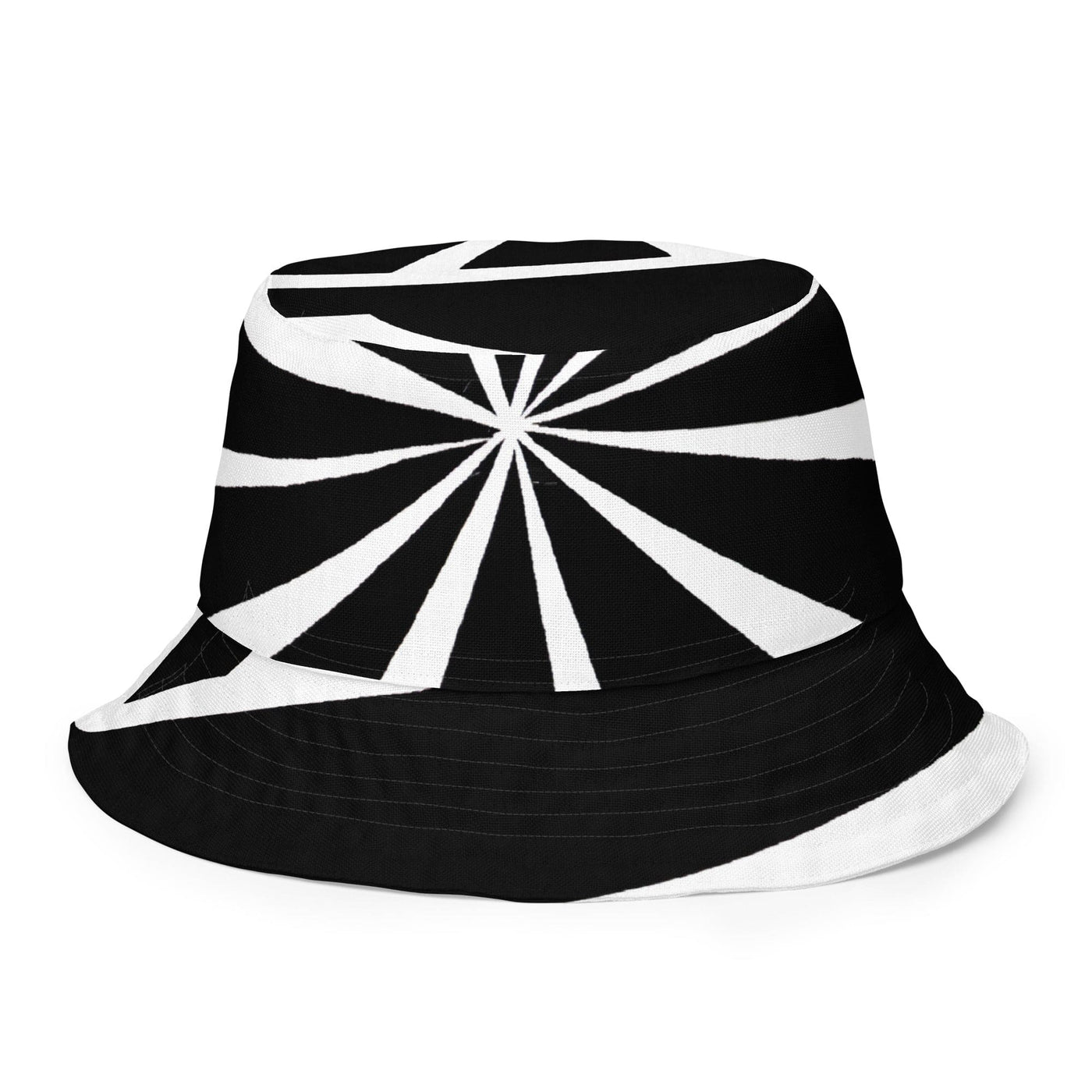 Reversible Bucket Hat Black And White Geometric Pattern 2 - Unisex / Bucket Hats
