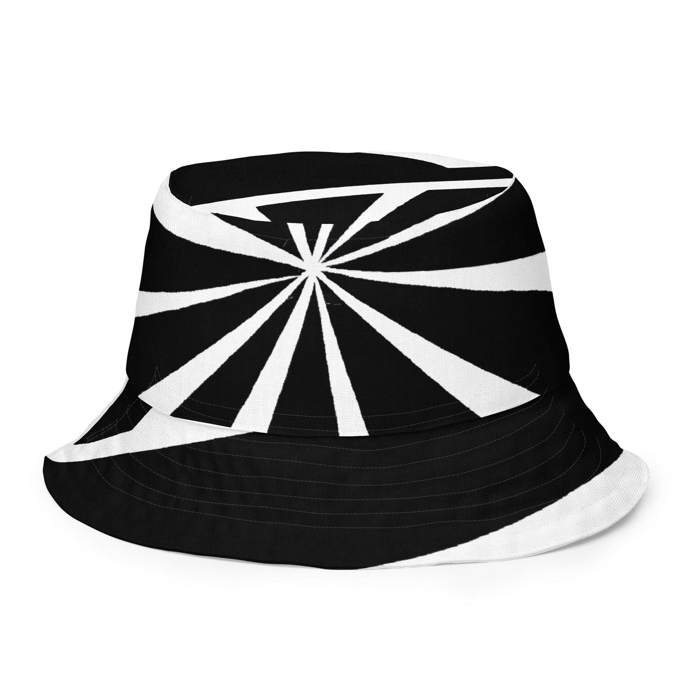 Reversible Bucket Hat Black And White Geometric Pattern 2 - Unisex / Bucket Hats