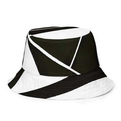 Reversible Bucket Hat Black And White Geometric Pattern - Unisex / Bucket Hats
