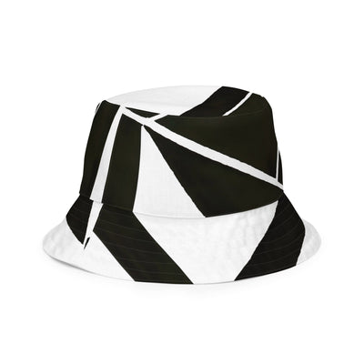 Reversible Bucket Hat Black And White Geometric Pattern - Unisex / Bucket Hats