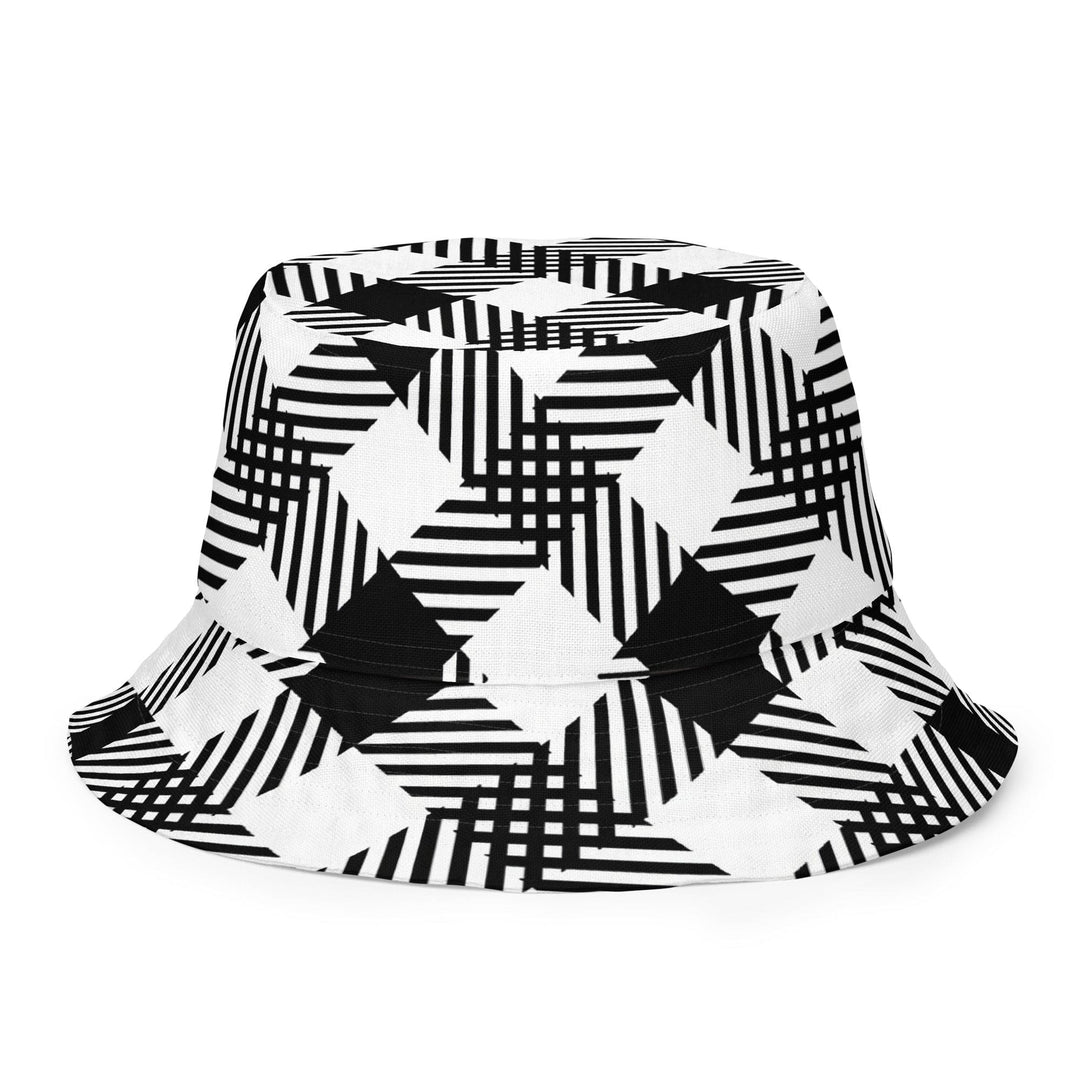 Reversible Bucket Hat - Black and White Plaid Print - Unisex | Bucket Hats