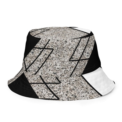 Reversible Bucket Hat Black And White Triangular Colorblock - Unisex / Bucket