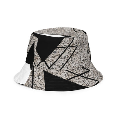 Reversible Bucket Hat Black And White Triangular Colorblock - Unisex / Bucket