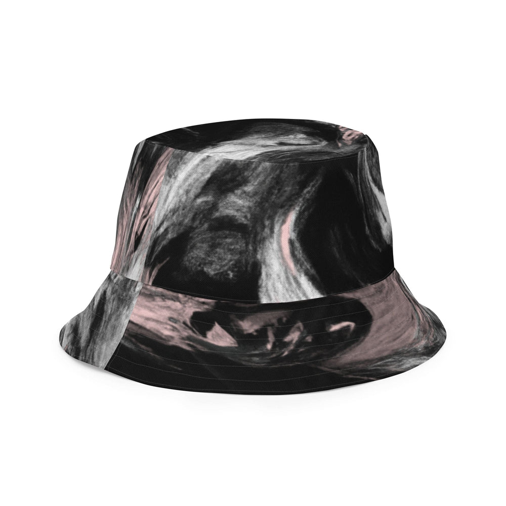 Reversible Bucket Hat Black Pink White Abstract Pattern - Unisex | Bucket Hats